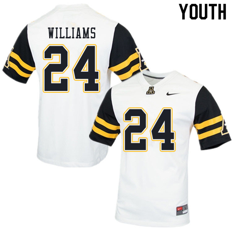 Youth #24 Ben Williams Appalachian State Mountaineers College Football Jerseys Sale-White - Click Image to Close